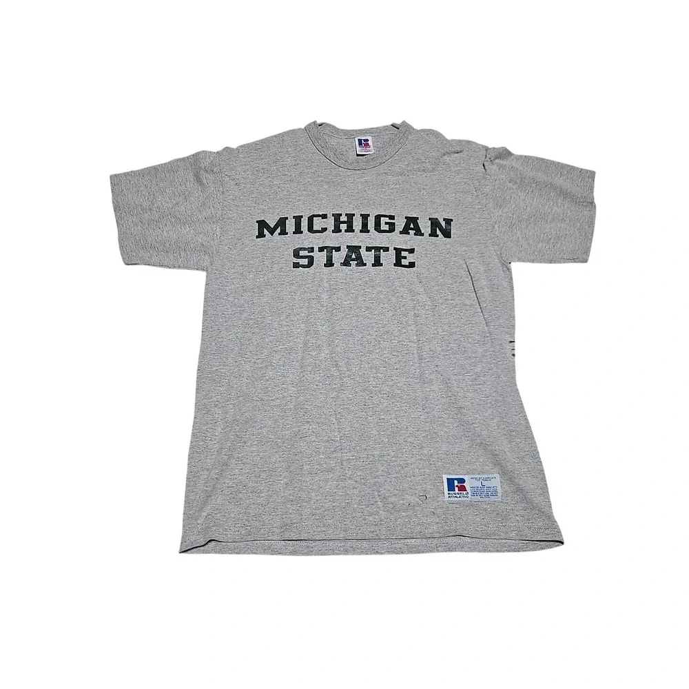 Vintage‎ Michigan State Russell Athletic YOUTH L T-Shirt Thrashed Spartans MSU